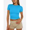 imageTrendy Queen Womens Basic T Shirts Summer 2025 Scoop Neck Short Sleeve Crop Tops Slim Fit Tees Y2k ClothingBlue