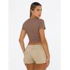 imageTrendy Queen Womens Basic T Shirts Summer 2025 Scoop Neck Short Sleeve Crop Tops Slim Fit Tees Y2k ClothingCoffee