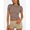 imageTrendy Queen Womens Basic T Shirts Summer 2025 Scoop Neck Short Sleeve Crop Tops Slim Fit Tees Y2k ClothingCoffee Grey