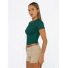 imageTrendy Queen Womens Basic T Shirts Summer 2025 Scoop Neck Short Sleeve Crop Tops Slim Fit Tees Y2k ClothingDark Green