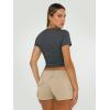 imageTrendy Queen Womens Basic T Shirts Summer 2025 Scoop Neck Short Sleeve Crop Tops Slim Fit Tees Y2k ClothingGray