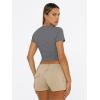 imageTrendy Queen Womens Basic T Shirts Summer 2025 Scoop Neck Short Sleeve Crop Tops Slim Fit Tees Y2k ClothingGrey02