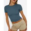 imageTrendy Queen Womens Basic T Shirts Summer 2025 Scoop Neck Short Sleeve Crop Tops Slim Fit Tees Y2k ClothingHaze Blue