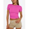 imageTrendy Queen Womens Basic T Shirts Summer 2025 Scoop Neck Short Sleeve Crop Tops Slim Fit Tees Y2k ClothingHot Pink