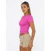 imageTrendy Queen Womens Basic T Shirts Summer 2025 Scoop Neck Short Sleeve Crop Tops Slim Fit Tees Y2k ClothingHot Pink