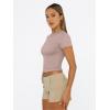 imageTrendy Queen Womens Basic T Shirts Summer 2025 Scoop Neck Short Sleeve Crop Tops Slim Fit Tees Y2k ClothingLatte