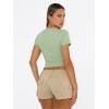 imageTrendy Queen Womens Basic T Shirts Summer 2025 Scoop Neck Short Sleeve Crop Tops Slim Fit Tees Y2k ClothingLight Green