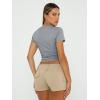 imageTrendy Queen Womens Basic T Shirts Summer 2025 Scoop Neck Short Sleeve Crop Tops Slim Fit Tees Y2k ClothingLight Grey
