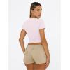 imageTrendy Queen Womens Basic T Shirts Summer 2025 Scoop Neck Short Sleeve Crop Tops Slim Fit Tees Y2k ClothingLight Pink