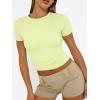 imageTrendy Queen Womens Basic T Shirts Summer 2025 Scoop Neck Short Sleeve Crop Tops Slim Fit Tees Y2k ClothingLime Green