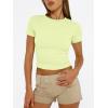 imageTrendy Queen Womens Basic T Shirts Summer 2025 Scoop Neck Short Sleeve Crop Tops Slim Fit Tees Y2k ClothingLime Green