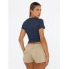 imageTrendy Queen Womens Basic T Shirts Summer 2025 Scoop Neck Short Sleeve Crop Tops Slim Fit Tees Y2k ClothingNavy