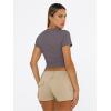 imageTrendy Queen Womens Basic T Shirts Summer 2025 Scoop Neck Short Sleeve Crop Tops Slim Fit Tees Y2k ClothingNutmeg
