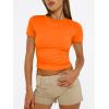 imageTrendy Queen Womens Basic T Shirts Summer 2025 Scoop Neck Short Sleeve Crop Tops Slim Fit Tees Y2k ClothingOrange