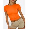 imageTrendy Queen Womens Basic T Shirts Summer 2025 Scoop Neck Short Sleeve Crop Tops Slim Fit Tees Y2k ClothingOrange