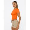 imageTrendy Queen Womens Basic T Shirts Summer 2025 Scoop Neck Short Sleeve Crop Tops Slim Fit Tees Y2k ClothingOrange