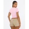 imageTrendy Queen Womens Basic T Shirts Summer 2025 Scoop Neck Short Sleeve Crop Tops Slim Fit Tees Y2k ClothingPink
