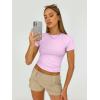 imageTrendy Queen Womens Basic T Shirts Summer 2025 Scoop Neck Short Sleeve Crop Tops Slim Fit Tees Y2k ClothingPurple