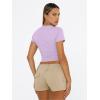 imageTrendy Queen Womens Basic T Shirts Summer 2025 Scoop Neck Short Sleeve Crop Tops Slim Fit Tees Y2k ClothingPurple