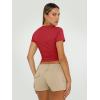 imageTrendy Queen Womens Basic T Shirts Summer 2025 Scoop Neck Short Sleeve Crop Tops Slim Fit Tees Y2k ClothingRed