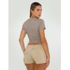 imageTrendy Queen Womens Basic T Shirts Summer 2025 Scoop Neck Short Sleeve Crop Tops Slim Fit Tees Y2k ClothingTaupe