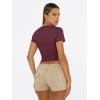 imageTrendy Queen Womens Basic T Shirts Summer 2025 Scoop Neck Short Sleeve Crop Tops Slim Fit Tees Y2k ClothingWine Red