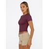 imageTrendy Queen Womens Basic T Shirts Summer 2025 Scoop Neck Short Sleeve Crop Tops Slim Fit Tees Y2k ClothingWine Red