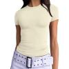 imageTrendy Queen Womens Basic T Shirts Summer 2025 Scoop Neck Short Sleeve Crop Tops Slim Fit Tees Y2k ClothingApricot