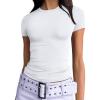 imageTrendy Queen Womens Basic T Shirts Summer 2025 Scoop Neck Short Sleeve Crop Tops Slim Fit Tees Y2k ClothingWhite