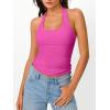 imageTrendy Queen Going Out Tops for Women Halter Tops 2025 Summer Backless Shirts Sleeveless Crop Shirt Y2k Fashion ClothesHot Pink