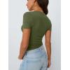 imageTrendy Queen Womens Basic V Neck Short Sleeve T Shirts Slim Fit Crop Y2k Tee 2025 Summer Cute Gym Fashion ClothesArmygreen
