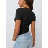 imageTrendy Queen Womens Basic V Neck Short Sleeve T Shirts Slim Fit Crop Y2k Tee 2025 Summer Cute Gym Fashion ClothesBlack
