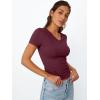 imageTrendy Queen Womens Basic V Neck Short Sleeve T Shirts Slim Fit Crop Y2k Tee 2025 Summer Cute Gym Fashion ClothesBurgundy