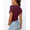 imageTrendy Queen Womens Basic V Neck Short Sleeve T Shirts Slim Fit Crop Y2k Tee 2025 Summer Cute Gym Fashion ClothesBurgundy