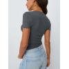 imageTrendy Queen Womens Basic V Neck Short Sleeve T Shirts Slim Fit Crop Y2k Tee 2025 Summer Cute Gym Fashion ClothesDarkgrey