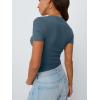 imageTrendy Queen Womens Basic V Neck Short Sleeve T Shirts Slim Fit Crop Y2k Tee 2025 Summer Cute Gym Fashion ClothesHazeblue