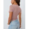 imageTrendy Queen Womens Basic V Neck Short Sleeve T Shirts Slim Fit Crop Y2k Tee 2025 Summer Cute Gym Fashion ClothesNutmeg