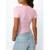 imageTrendy Queen Womens Basic V Neck Short Sleeve T Shirts Slim Fit Crop Y2k Tee 2025 Summer Cute Gym Fashion ClothesPink