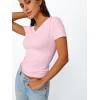 imageTrendy Queen Womens Basic V Neck Short Sleeve T Shirts Slim Fit Crop Y2k Tee 2025 Summer Cute Gym Fashion ClothesPink