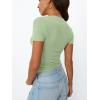 imageTrendy Queen Womens Basic V Neck Short Sleeve T Shirts Slim Fit Crop Y2k Tee 2025 Summer Cute Gym Fashion ClothesSage