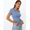 imageTrendy Queen Womens Basic V Neck Short Sleeve T Shirts Slim Fit Crop Y2k Tee 2025 Summer Cute Gym Fashion ClothesSky