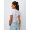 imageTrendy Queen Womens Basic V Neck Short Sleeve T Shirts Slim Fit Crop Y2k Tee 2025 Summer Cute Gym Fashion ClothesWhite
