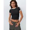 imageTrendy Queen Womens Short Sleeve Tshirts Shirts Summer Going Out Crop Tops Basics Tees Cute Y2k Fashion ClothesBlackwhite