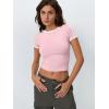imageTrendy Queen Womens Short Sleeve Tshirts Shirts Summer Going Out Crop Tops Basics Tees Cute Y2k Fashion ClothesPinkwhite