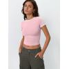 imageTrendy Queen Womens Short Sleeve Tshirts Shirts Summer Going Out Crop Tops Basics Tees Cute Y2k Fashion ClothesPinkwhite