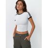 imageTrendy Queen Womens Short Sleeve Tshirts Shirts Summer Going Out Crop Tops Basics Tees Cute Y2k Fashion ClothesWhiteblack