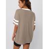 imageTrendy Queen Oversized TShirts for Women Short Sleeve V Neck Workout Summer Tops Casual Loost Fit Y2K Color Block TeesKhaki