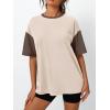 imageTrendy Queen Oversized TShirts for Women Summer Workout Loost Fit Short Sleeve Tops Casual Y2K 2025 Fashion Basic TeesApricot