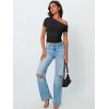 imageTrendy Queen Women Off The Shoulder Tops Summer 2025 Short Sleeve Shirts Going Out Crop Y2k Cute Sexy TeeBlack
