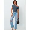imageTrendy Queen Women Off The Shoulder Tops Summer 2025 Short Sleeve Shirts Going Out Crop Y2k Cute Sexy TeeBlue